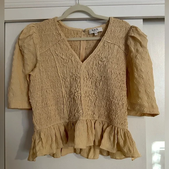 NWOT Sea XL Blouse with puff sleeves - Picture 3 of 5